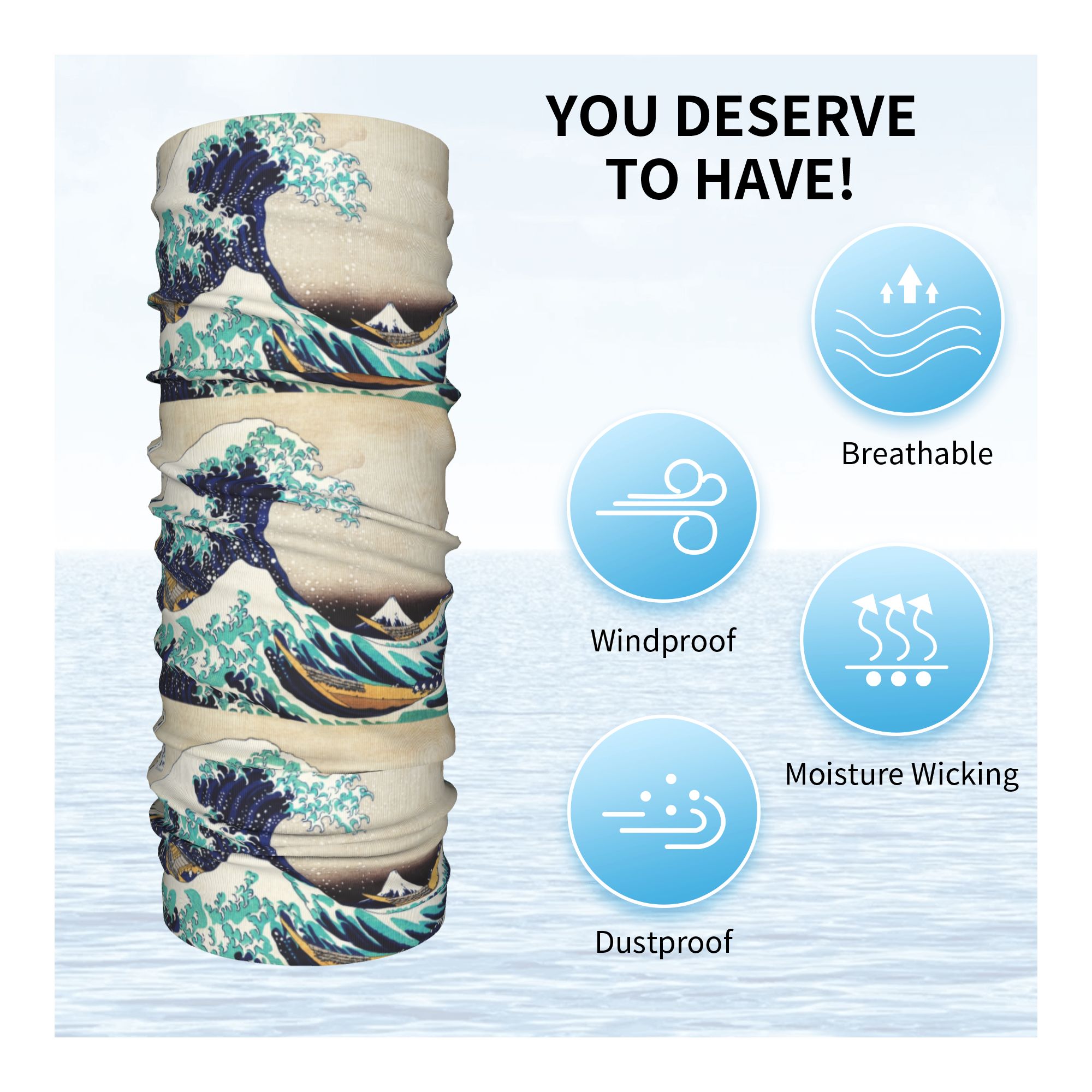 The Great Wave off Kanagawa Wi - Neck Gaiter Fleece ulasan dan harga