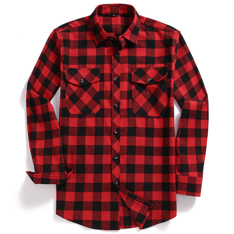 Fall Men's Long-Sleeved Casual - Flannel Shirt Lined ulasan dan harga
