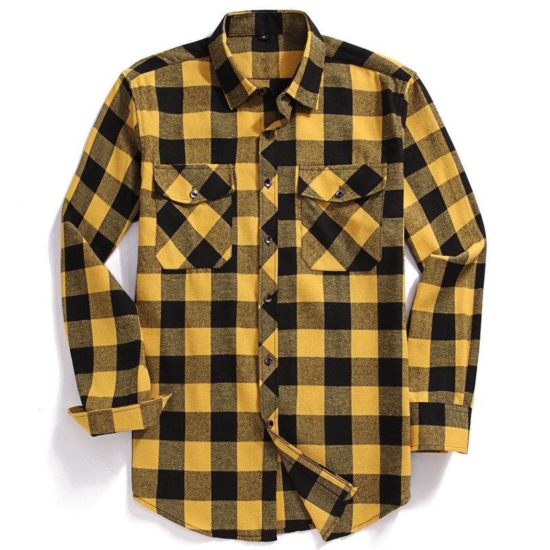 Fall Men's Long-Sleeved Casual - Flannel Shirt Lined ulasan dan harga