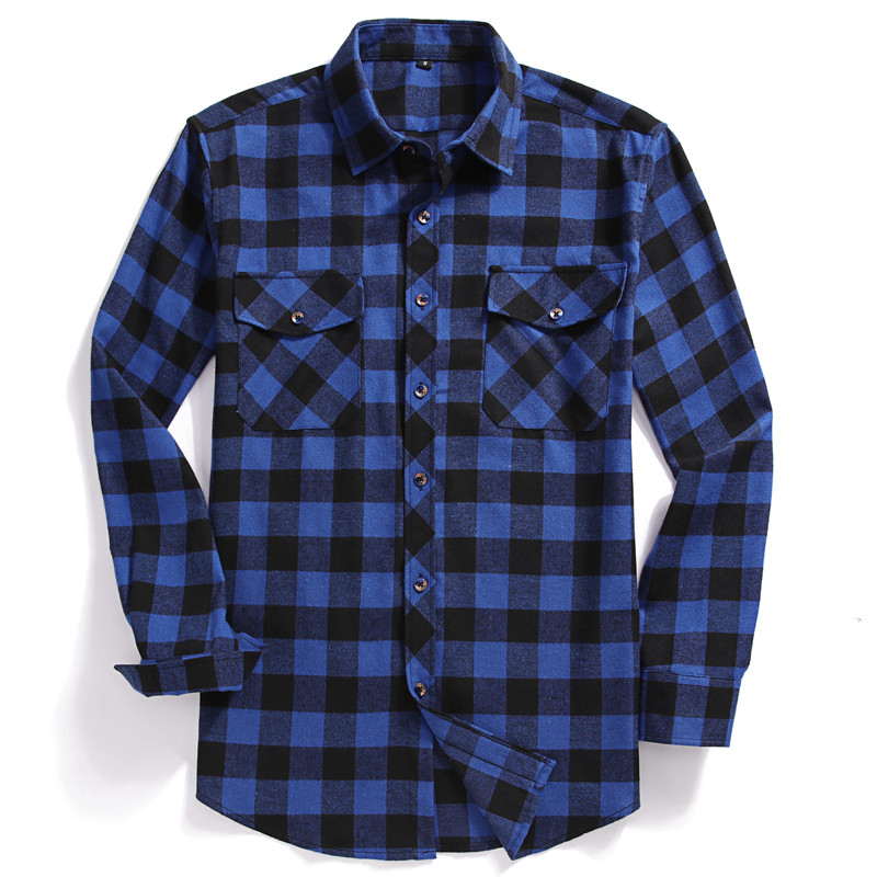 Fall Men's Long-Sleeved Casual - Flannel Shirt Lined ulasan dan harga