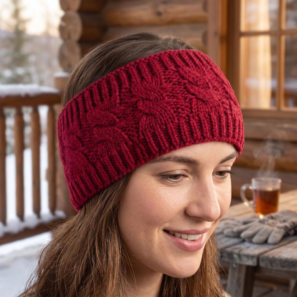 Elastic Knitted Hair Band Wint - Fleece Ear Warmer Band ulasan dan harga
