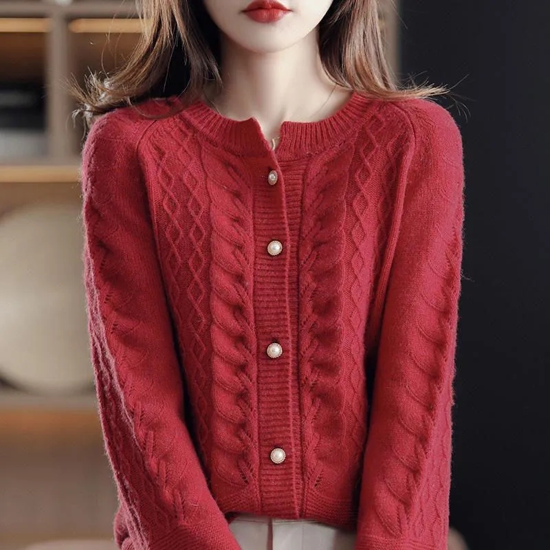 Vintage Knitted Cardigan Jacke - Wool Coat Peacoat ulasan dan harga
