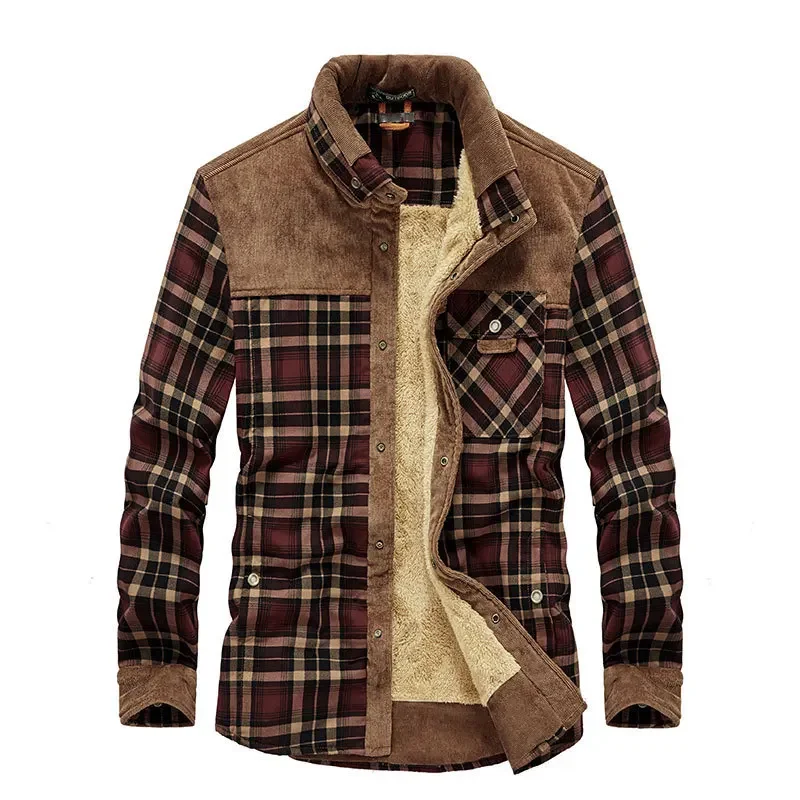 Men Plaid Shirts Winter Jacket - Flannel Shirt Lined ulasan dan harga