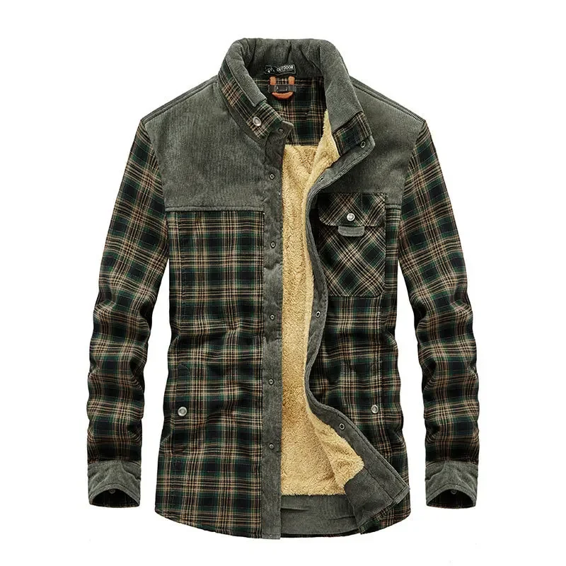 Men Plaid Shirts Winter Jacket - Flannel Shirt Lined ulasan dan harga