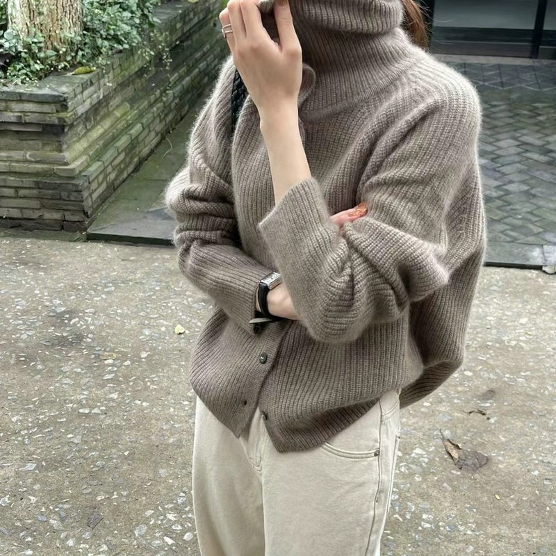 Turtleneck Cardigan Ladies 100 - Wool Coat Peacoat ulasan dan harga